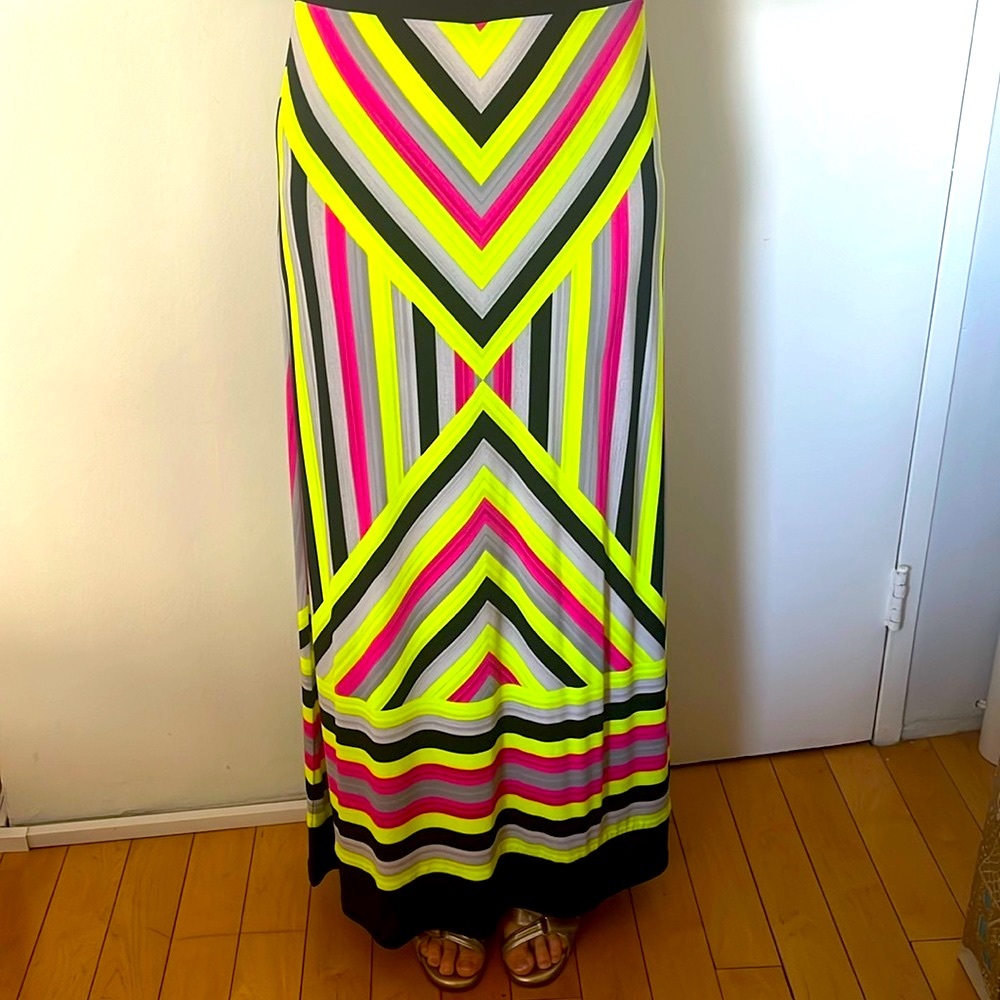 Michael Kors Neon Colors (pink, yellow, gray and black) Medium Maxi Summer Skirt